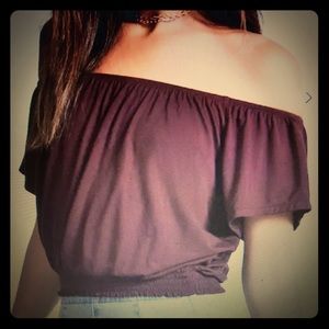 Wine Off Shoulder Top!